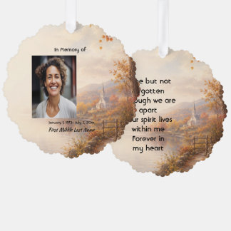 Church Country Autumn, Memorial Prayer Keepsake Tree Decoration Card