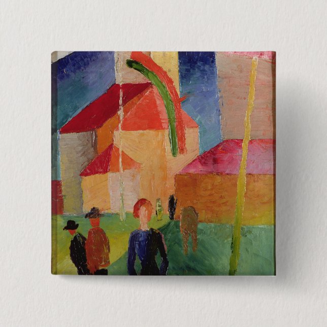 Church Decorated with Flags 15 Cm Square Badge (Front)