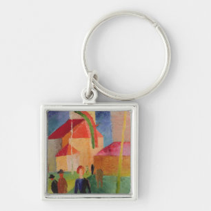 Church Decorated with Flags Key Ring