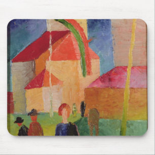 Church Decorated with Flags Mouse Mat