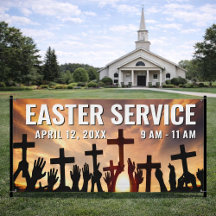 Church Easter Service Time Banner