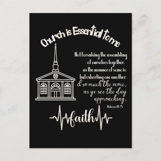 Church Essential to Me with Bible Verse Quote Postcard (Front)