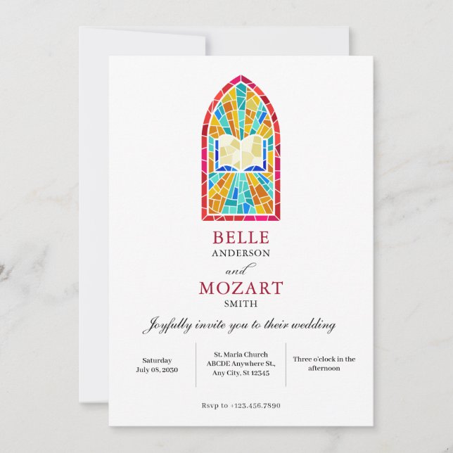 Church Glass with bible wedding  Invitation (Front)