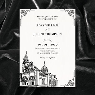 Church gothic wedding invitation