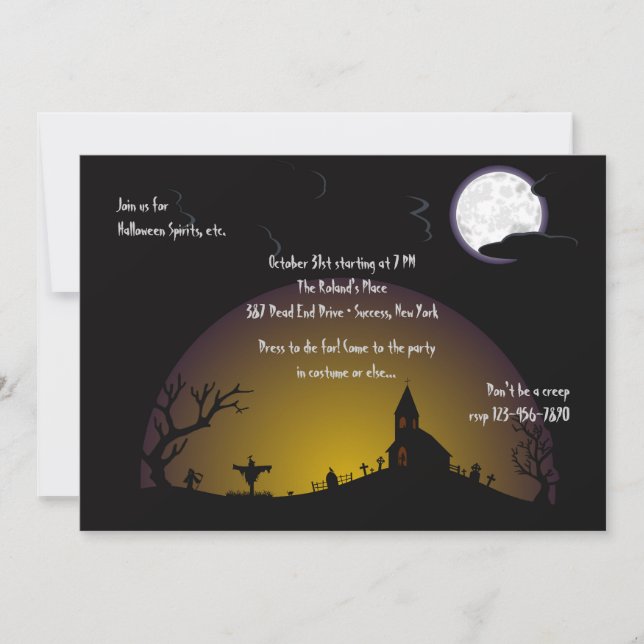 Church Graveyard Halloween Party Invitation (Front)