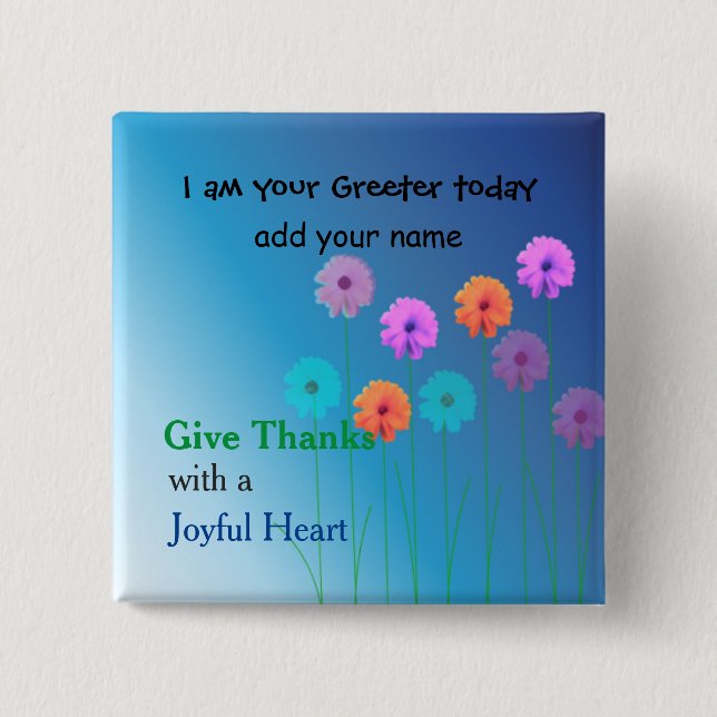 Church Greeter Name Plate 15 Cm Square Badge (Front)