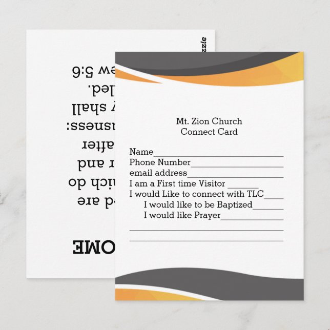 Church Guest Connect Card (Front/Back)