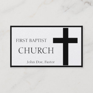 Church Horizontal Black Cross Platinum Paper Business Card