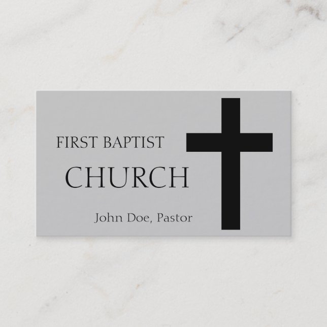 Church Horizontal Silver/Black Business Card (Front)