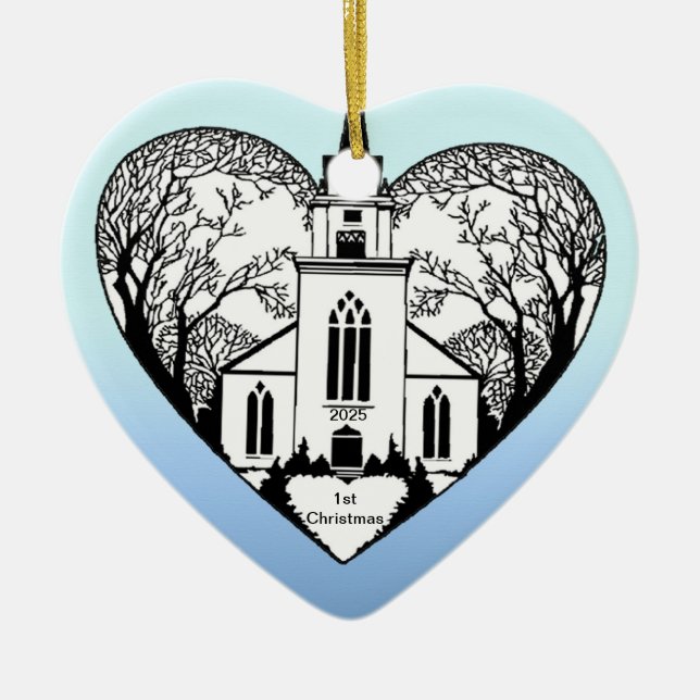Church in a Heart - Customisable Ornament (Front)