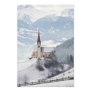Church in an alpine winter landscape photo print
