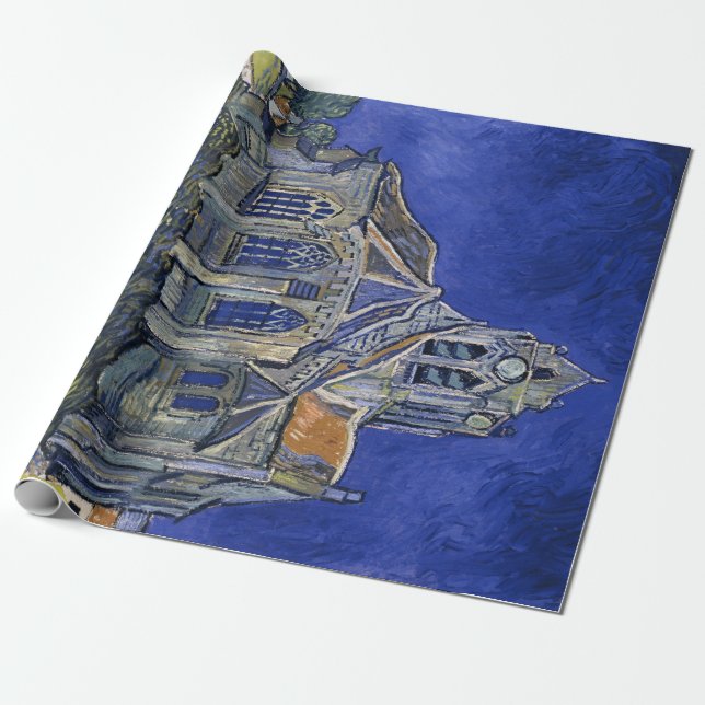 Church in Auvers by Van Gogh Blue Painting Art Wrapping Paper (Unrolled)