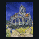 Church in Auvers-sur-Oise by Vincent Van Gogh Poster<br><div class="desc">The Church in Auvers-sur-Oise, View from the Chevet by Vincent Van Gogh, oil on canvas 1890, is a landscape painting of an ancient, massive, Gothic style cathedral church with rounded apse and tall bell tower rising from a brightly lit, grassy hilltop into a dark blue, swirling sky. In the foreground...</div>