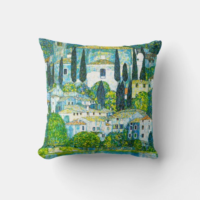 Church in Cassone Gustav Klimt Cushion (Front)