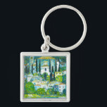 Church in Cassone Gustav Klimt Key Ring<br><div class="desc">Keychain featuring Gustav Klimt’s oil painting Church in Cassone (1913). A beautiful Italian church is surrounded with green trees on the shore of blue waters. A marvellous gift for Art Nouveau lovers and Austrian art enthusiasts!</div>