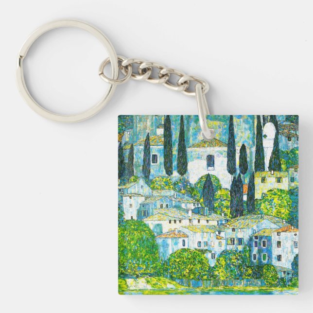 Church in Cassone Gustav Klimt Key Ring (Front)