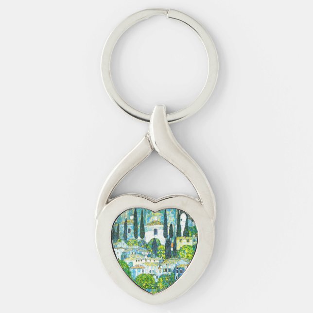 Church in Cassone Gustav Klimt Key Ring (Front)