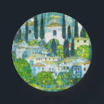 Church in Cassone Gustav Klimt Paper Plate<br><div class="desc">Paper Plates featuring Gustav Klimt’s oil painting Church in Cassone (1913). A beautiful Italian church is surrounded with green trees on the shore of blue waters. A marvellous gift for Art Nouveau lovers and Austrian art enthusiasts!</div>