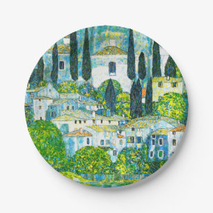 Church in Cassone Gustav Klimt Paper Plate