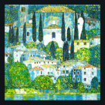 Church in Cassone Gustav Klimt Photo Print<br><div class="desc">Photo Print featuring Gustav Klimt’s oil painting Church in Cassone (1913). A beautiful Italian church is surrounded with green trees on the shore of blue waters. A marvellous gift for Art Nouveau lovers and Austrian art enthusiasts!</div>