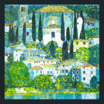 Church in Cassone Gustav Klimt Photo Print<br><div class="desc">Photo Print featuring Gustav Klimt’s oil painting Church in Cassone (1913). A beautiful Italian church is surrounded with green trees on the shore of blue waters. A marvellous gift for Art Nouveau lovers and Austrian art enthusiasts!</div>