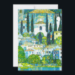 Church in Cassone Gustav Klimt Save The Date<br><div class="desc">Card featuring Gustav Klimt’s oil painting Church in Cassone (1913). A beautiful Italian church is surrounded with green trees on the shore of blue waters. A marvellous gift for Art Nouveau lovers and Austrian art enthusiasts!</div>