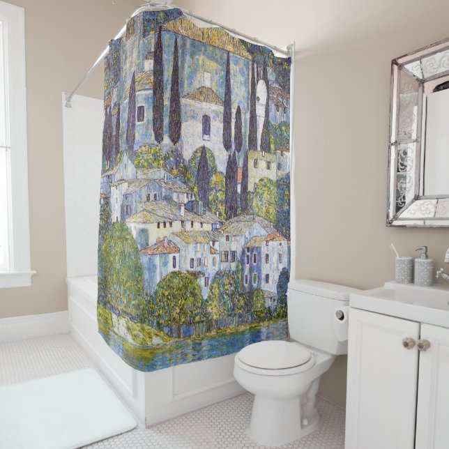 Church in Cassone, Gustav Klimt Shower Curtain (In Situ)