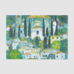 Church in Cassone Gustav Klimt Tissue Paper<br><div class="desc">Tissue Paper featuring Gustav Klimt’s oil painting Church in Cassone (1913). A beautiful Italian church is surrounded with green trees on the shore of blue waters. A marvellous gift for Art Nouveau lovers and Austrian art enthusiasts!</div>