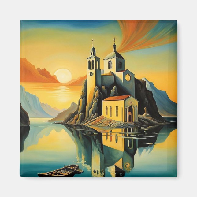 Church in fjord 8 magnet (Front)