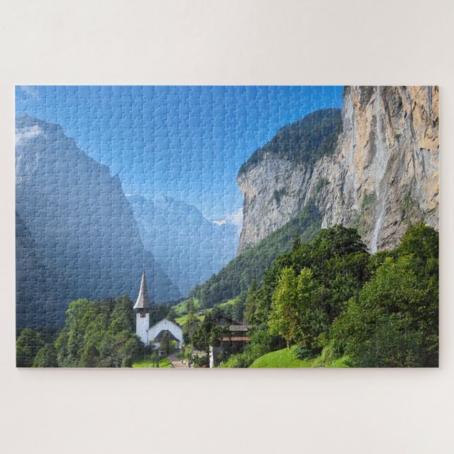 Church in Lauterbrunnen valley, Switzerland Jigsaw Puzzle (Horizontal)