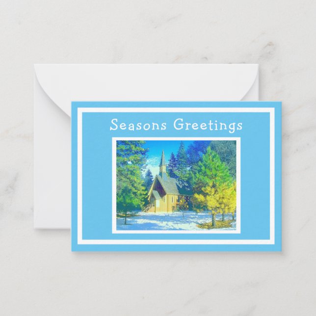 Church in Snowy Landscape Christmas Card (Front)