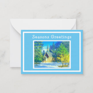 Church in Snowy Landscape Christmas Card