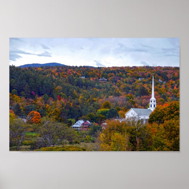 Church in Stowe, Vermont, in Autumn Poster (Front)