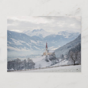 Church in Zillertal in winter postcard