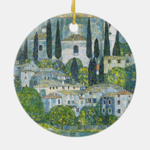 Church (Kirche) in Cassone by Gustav Klimt Ceramic Tree Decoration
