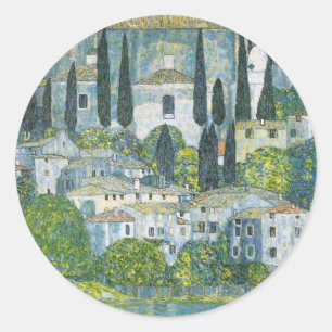 Church (Kirche) in Cassone by Gustav Klimt Classic Round Sticker