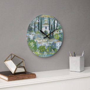 Church (Kirche) in Cassone by Gustav Klimt Large Clock