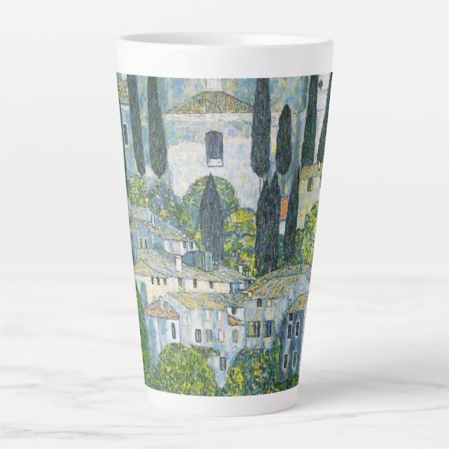 Church (Kirche) in Cassone by Gustav Klimt Latte Mug (Front)