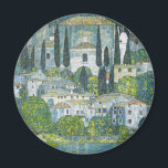 Church (Kirche) in Cassone by Gustav Klimt Magnet<br><div class="desc">Church in Cassone - Landscape with Cypresses (aka Kirche in Cassone - Landschaft mit Zypressen) (1913) by Gustav Klimt is a vintage Victorian Era Symbolism fine art painting featuring a church in the town of Cassone with surrounding stone buildings and cypress trees on the edge of Lake Garda in Italy....</div>