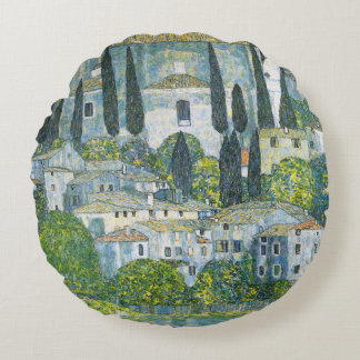 Church (Kirche) in Cassone by Gustav Klimt Round Cushion