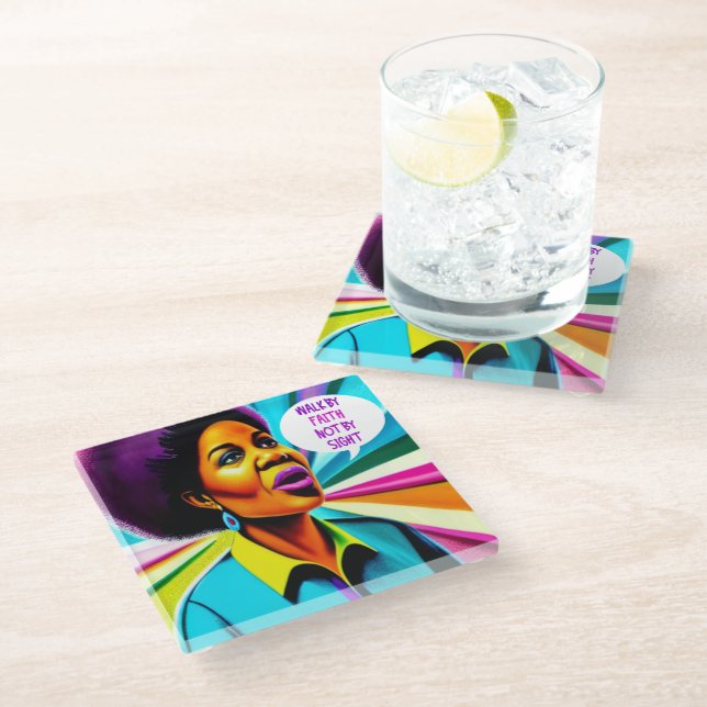 Church Lady Walk By Faith Art Coaster (Angled)