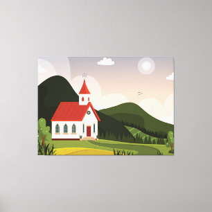 Church landscape canvas print