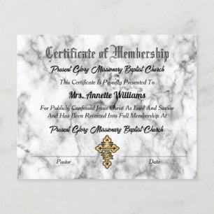 Church Membership Certificate