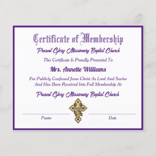 Church Membership Certificate