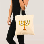 Church Menorah Tote Bag<br><div class="desc">A church menorah in gold with lots of candles. This design looks really effective on this Tote Bag</div>