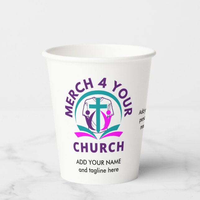 CHURCH MERCHANDISE Personalised Add Your Logo Paper Cups (Front)