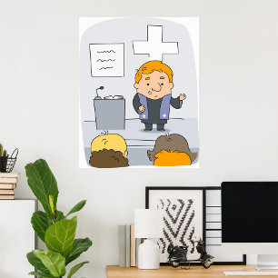 Church Minister Preaching Poster