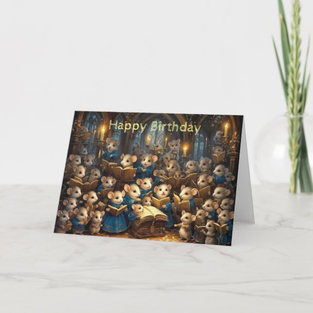 Church Mouse Choir Birthday Card (Front)