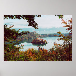 Church of Assumption in Lake Bled Slovenia in the  Poster