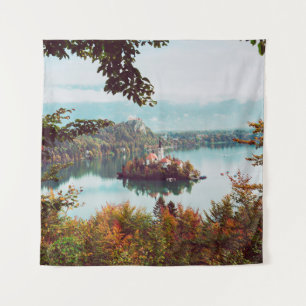 Church of Assumption in Lake Bled Slovenia in the  Tapestry